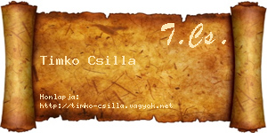 Timko Csilla névjegykártya